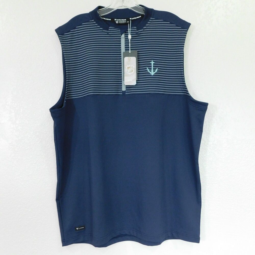 Seattle Kraken Vest Level Wear Blue Performance Knit Anchor Stripe Mens XL NWT
